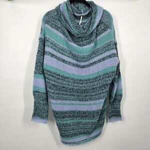 Free People S Tunic Sweater Waterfall Combo Candy Stripe Cowl  Oversize $148